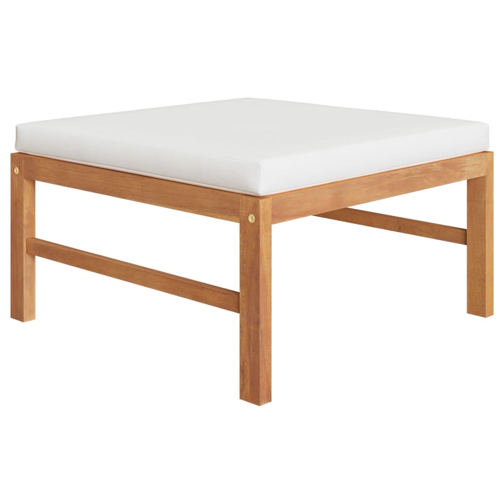 10 Piece Garden Lounge Set with Cream Cushions Solid Teak Wood