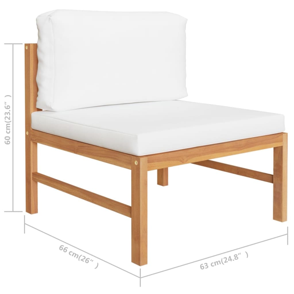 10 Piece Garden Lounge Set with Cream Cushions Solid Teak Wood