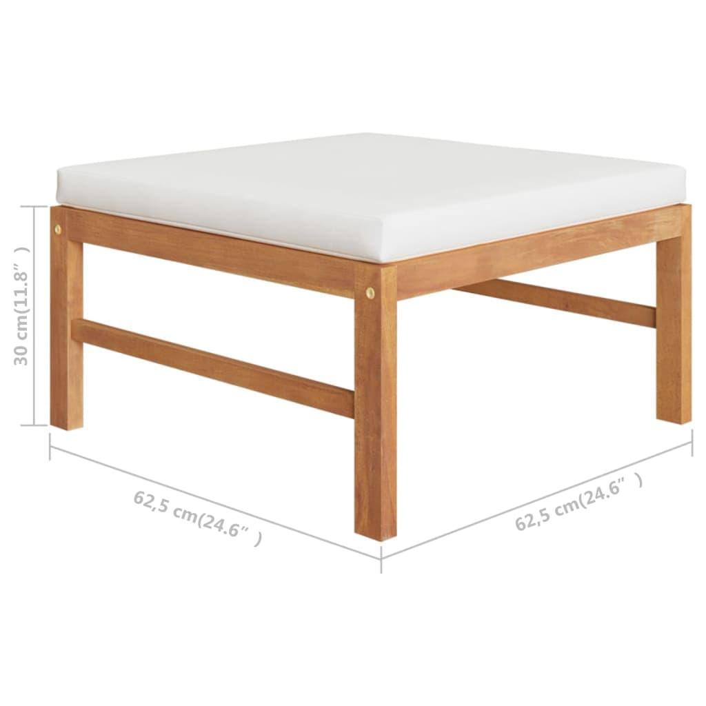 10 Piece Garden Lounge Set with Cream Cushions Solid Teak Wood