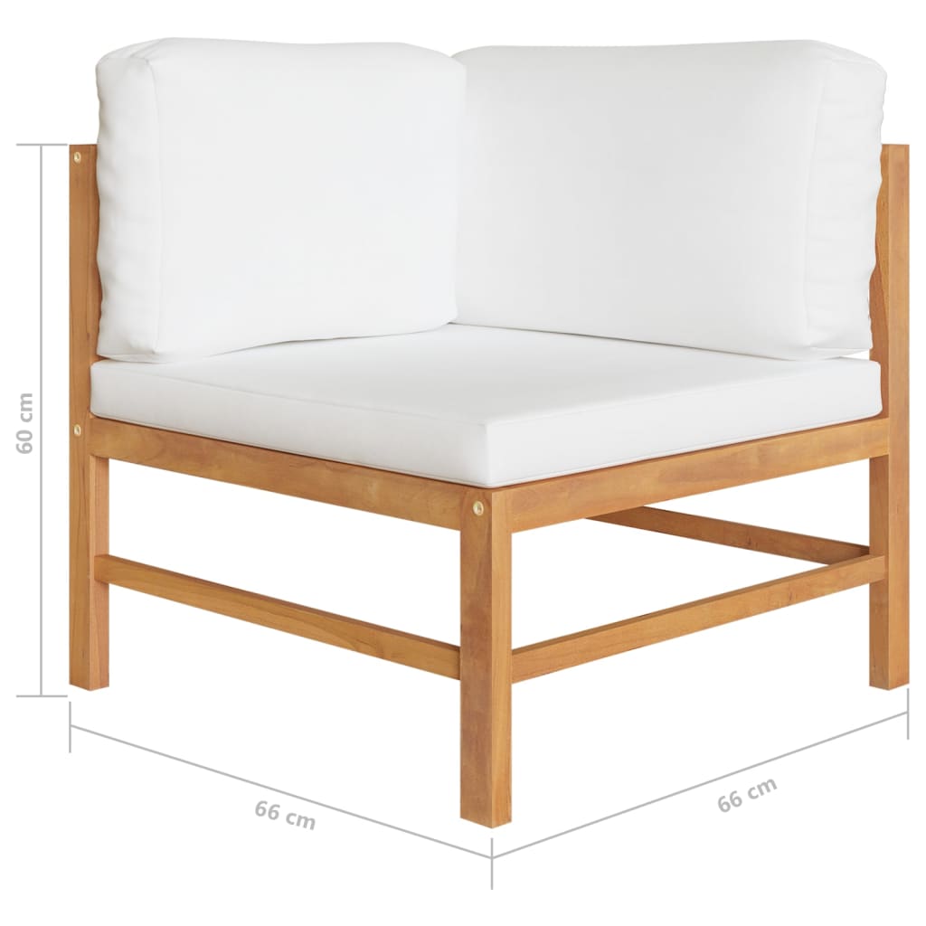 12 Piece Garden Lounge Set with Cream Cushions Solid Teak Wood