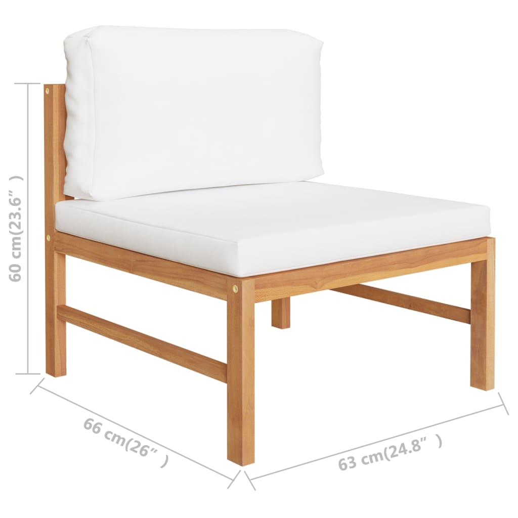 6 Piece Garden Lounge Set with Cream Cushions Solid Teak Wood