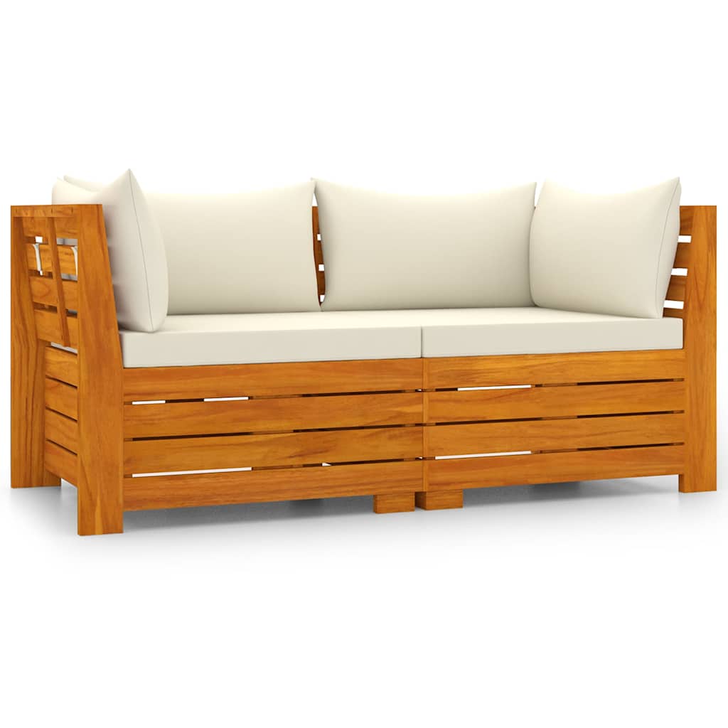 2-Seater Garden Sofa with Cushions Solid Acacia Wood