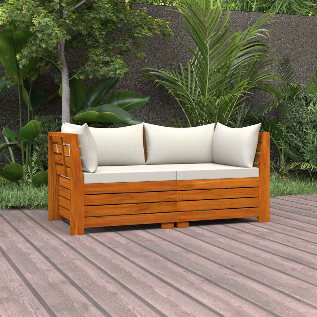 2-Seater Garden Sofa with Cushions Solid Acacia Wood