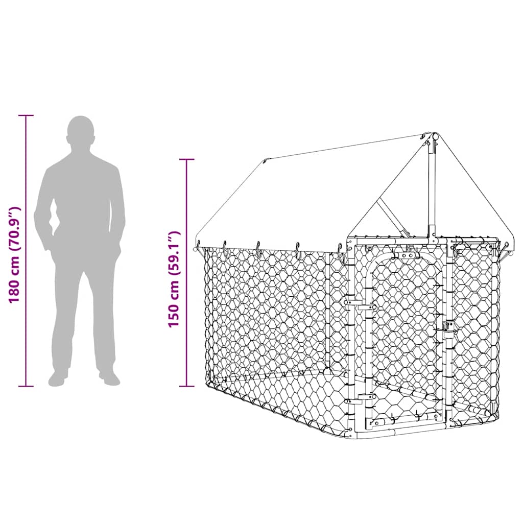 Outdoor Dog Kennel with Roof 200x100x150 cm