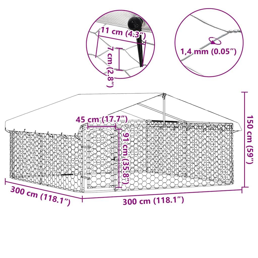 Outdoor Dog Kennel with Roof 300x300x150 cm