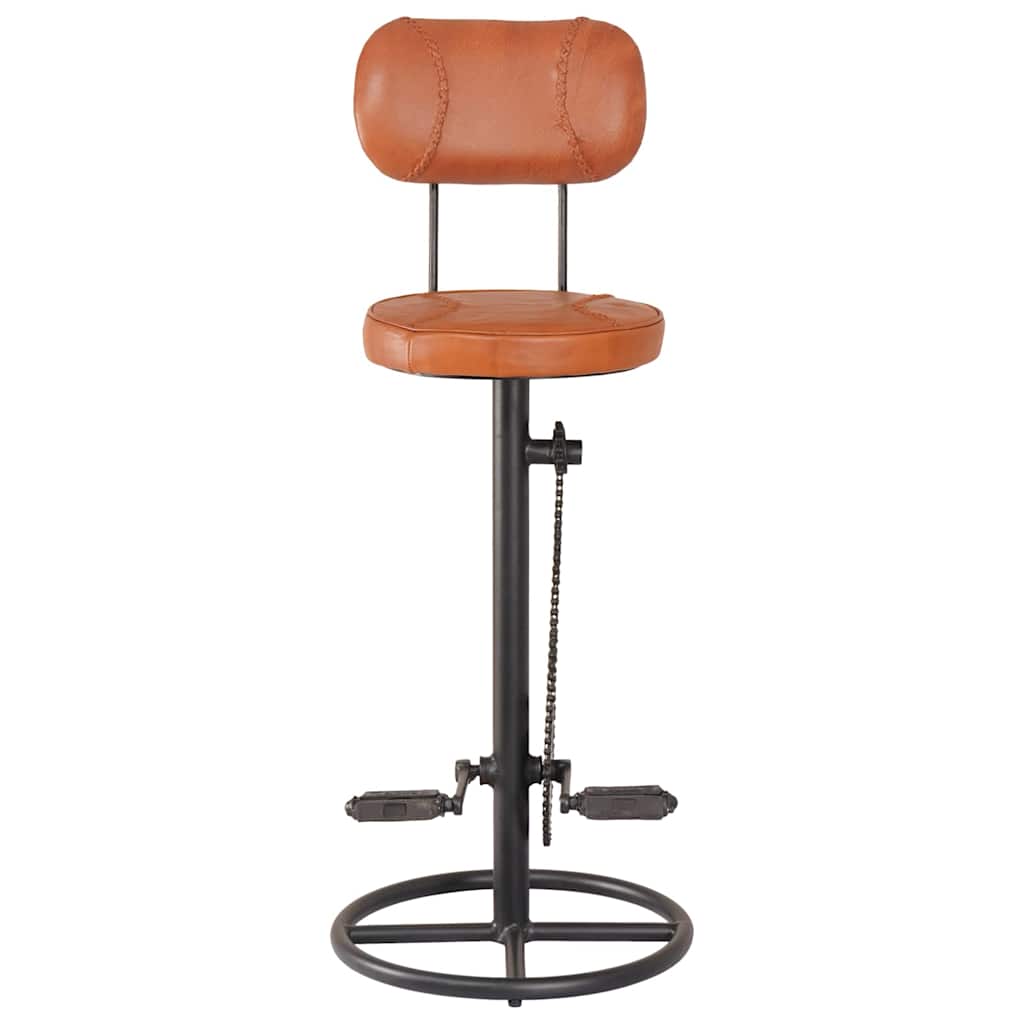 Bar Stools 2 pcs Black and Brown Real Goat Leather