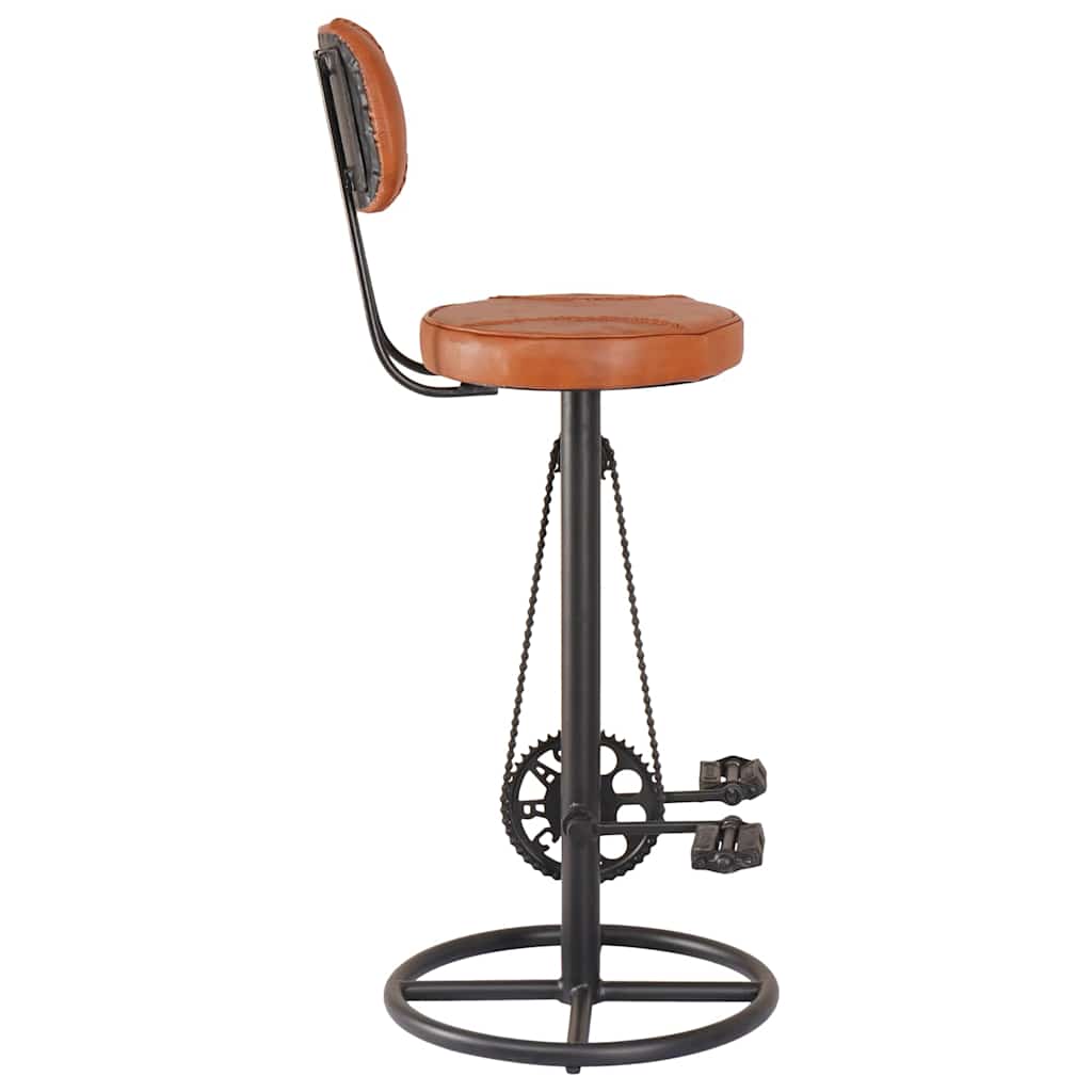 Bar Stools 2 pcs Black and Brown Real Goat Leather