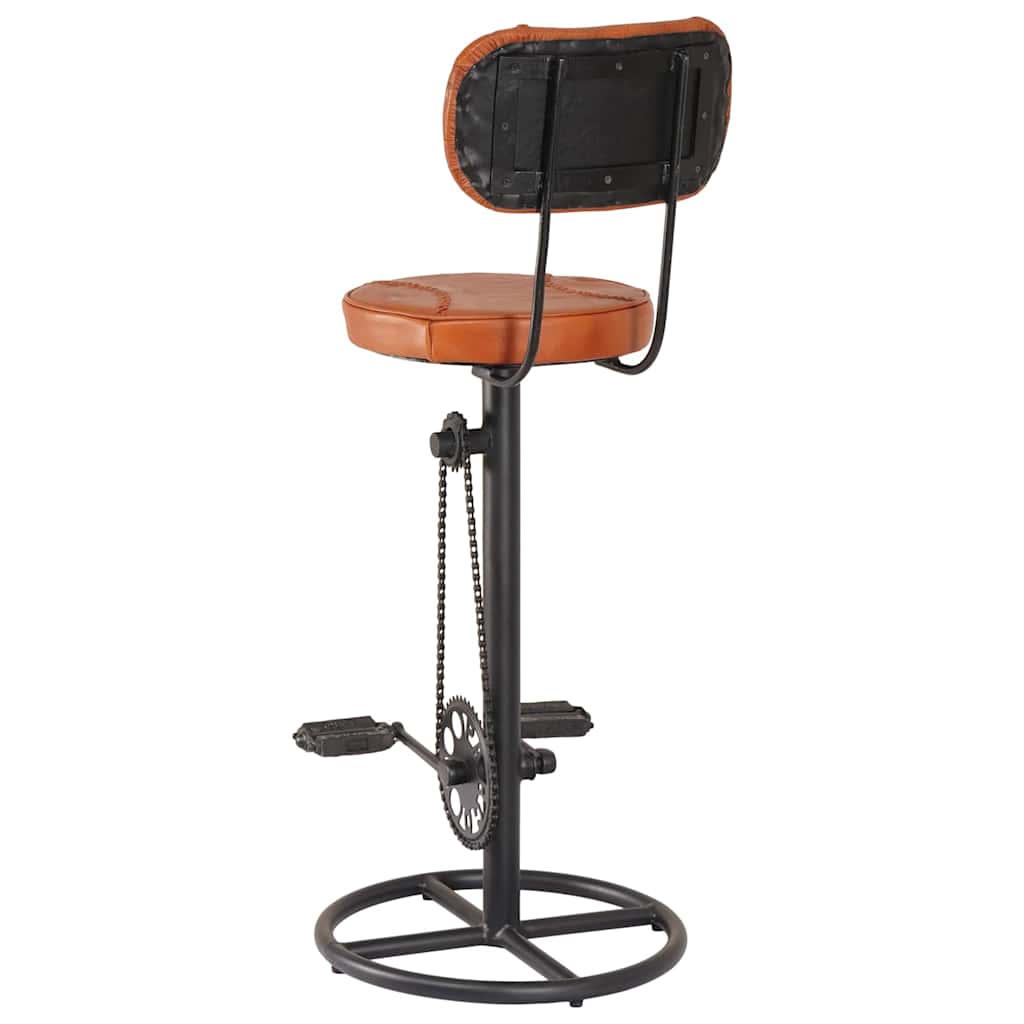 Bar Stools 2 pcs Black and Brown Real Goat Leather
