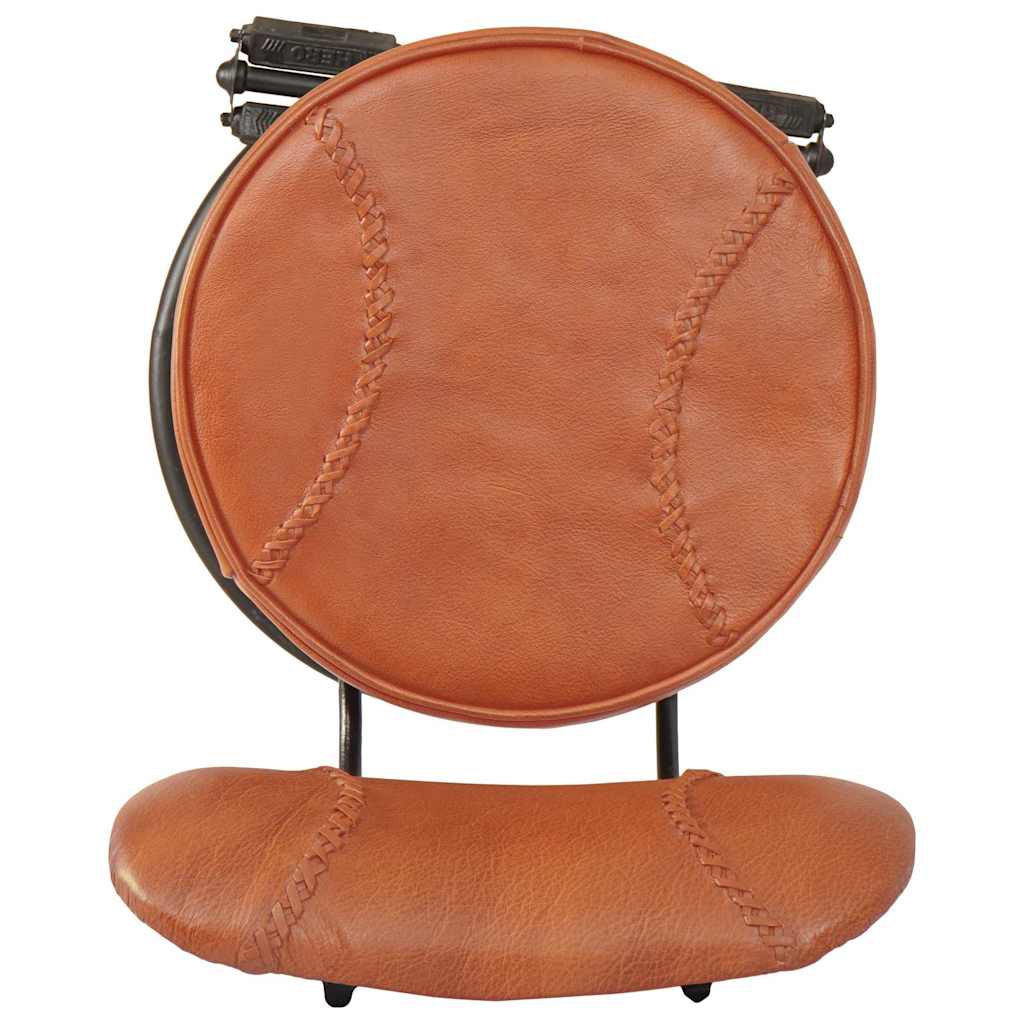 Bar Stools 2 pcs Black and Brown Real Goat Leather