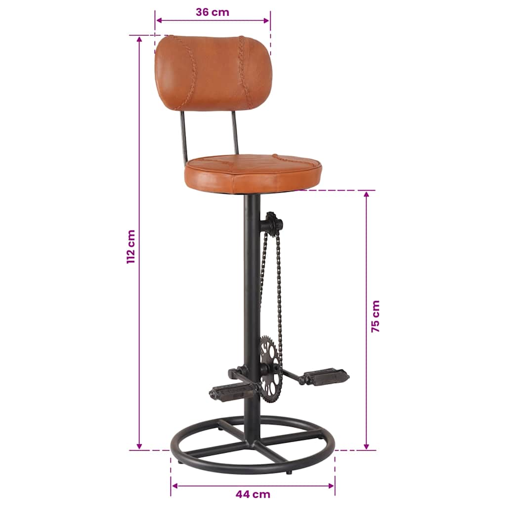 Bar Stools 2 pcs Black and Brown Real Goat Leather