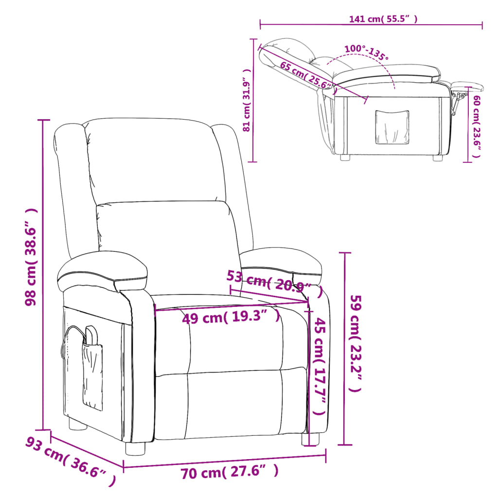 Massage Chair Grey Faux Leather