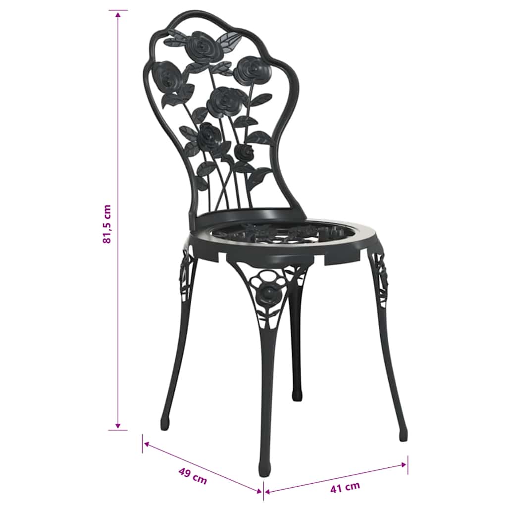 Bistro Chairs 2 pcs Cast Aluminium Black