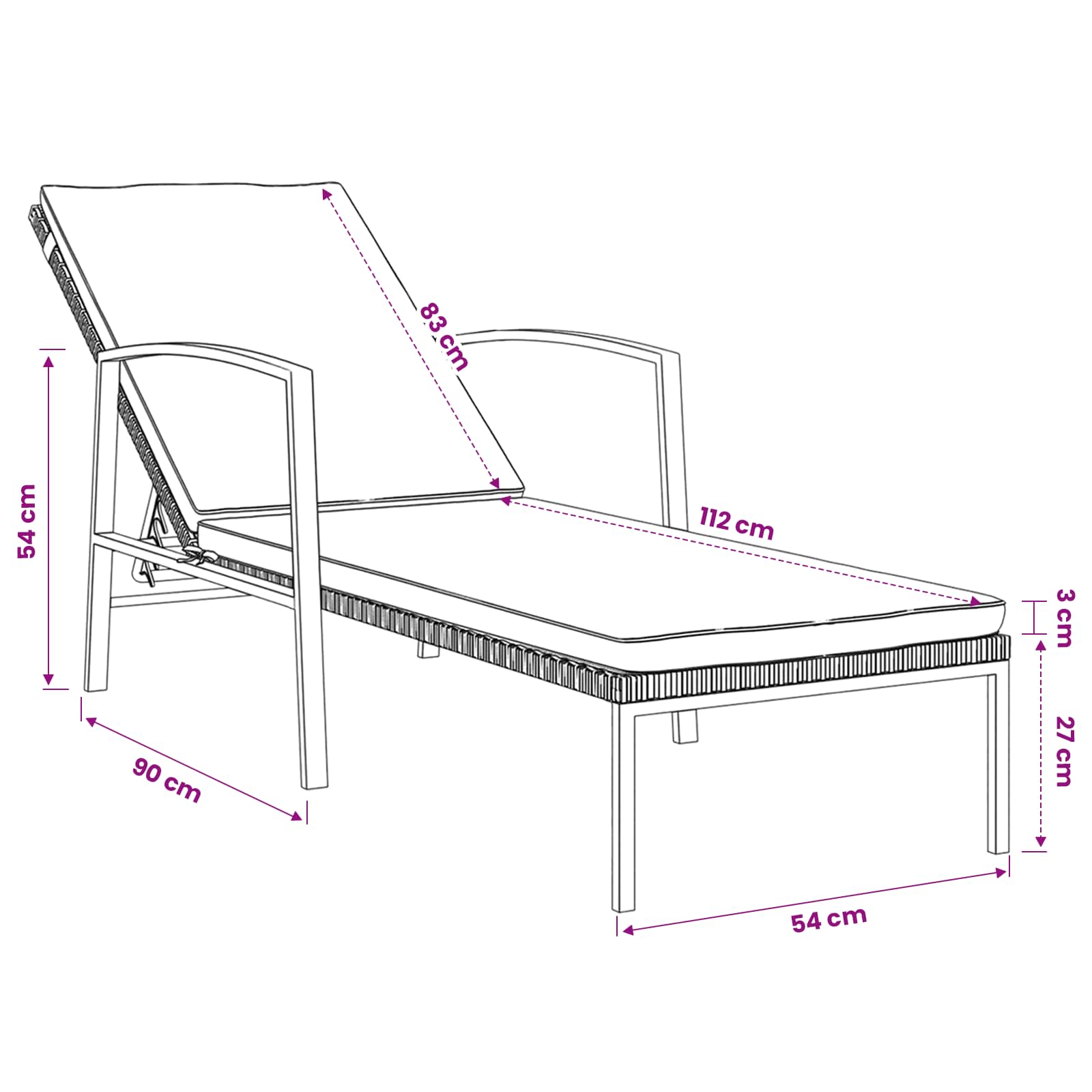 Sun Loungers 2 pcs with Table Poly Rattan Grey