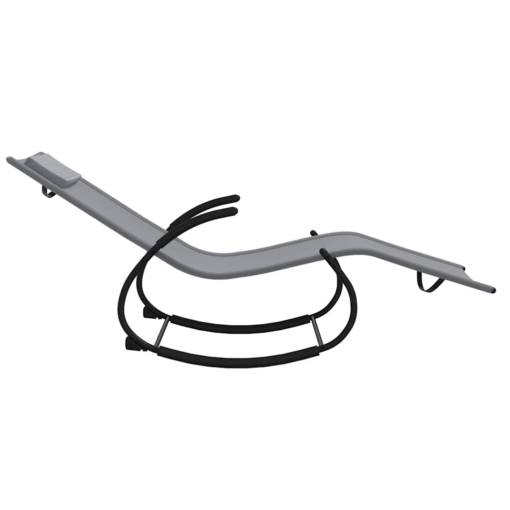Rocking Sun Lounger Grey Steel and Textilene