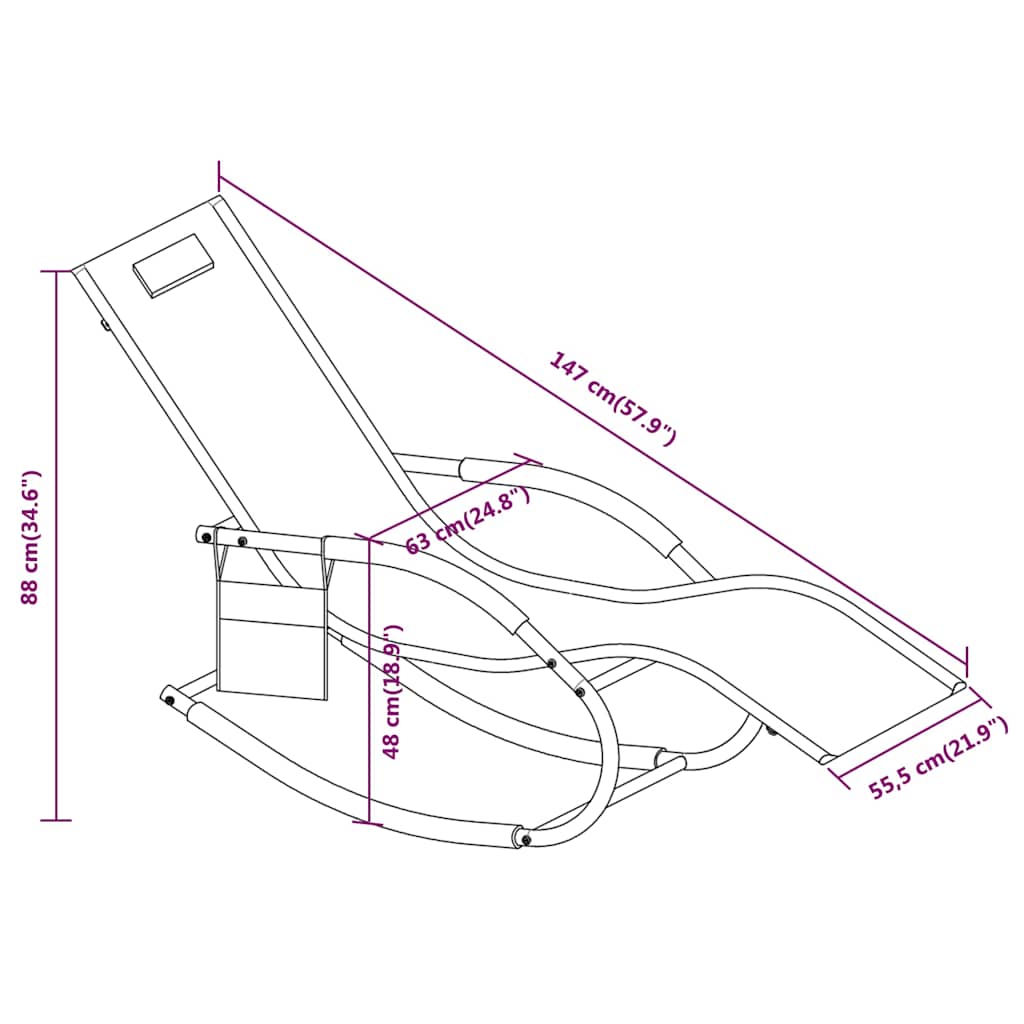 Rocking Sun Loungers 2 pcs Black Steel and Textilene