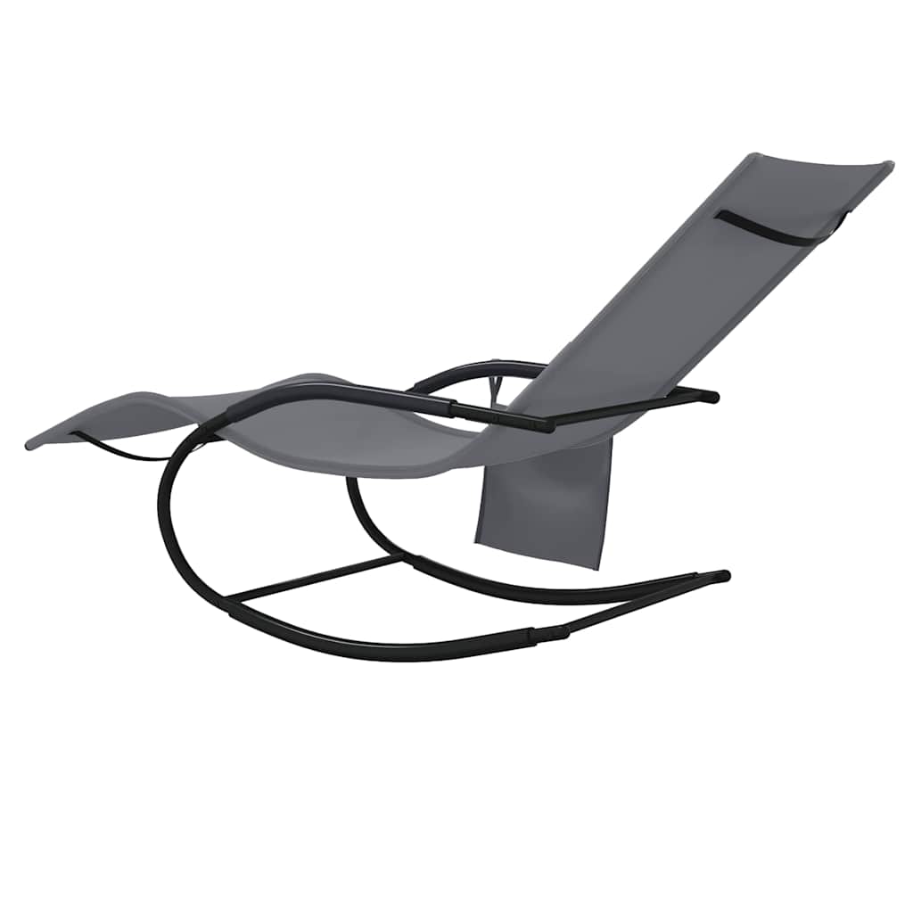 Rocking Sun Loungers 2 pcs Grey Steel and Textilene