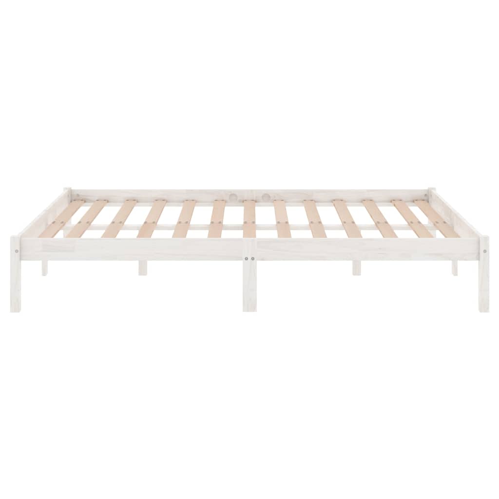 Bed Frame without Mattress White Solid Wood 135x190 cm