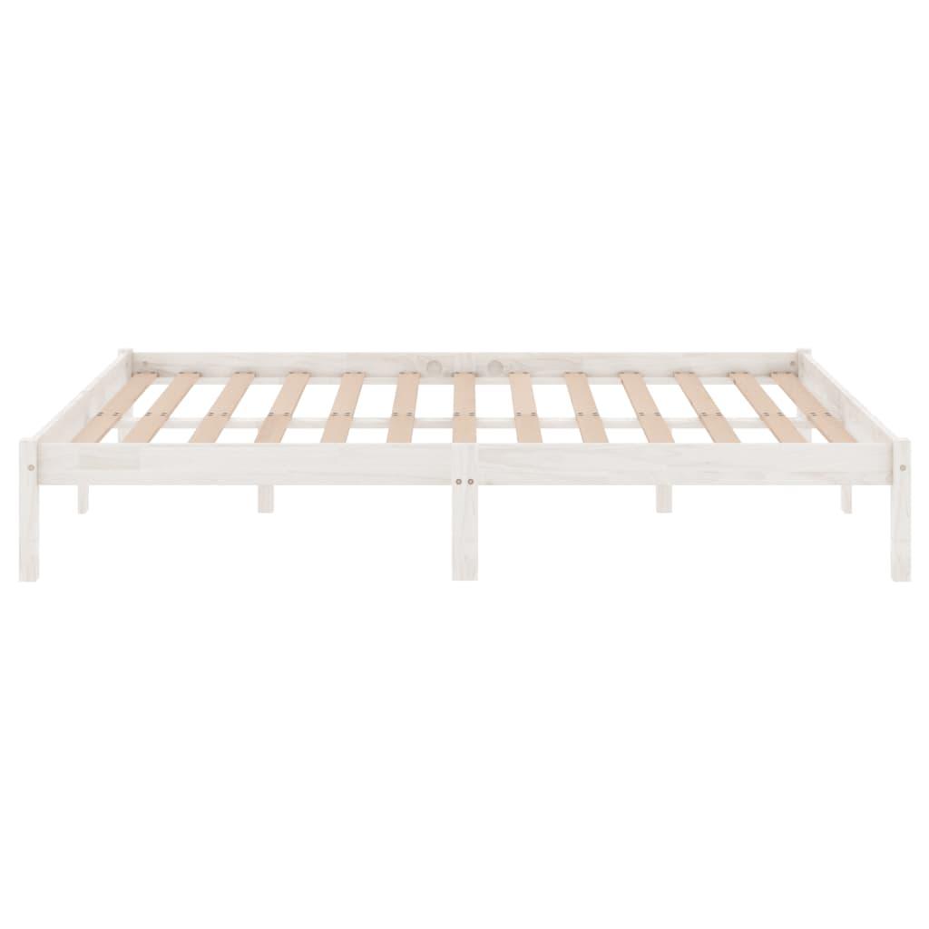 Bed Frame without Mattress White Solid Wood 183x203 cm King