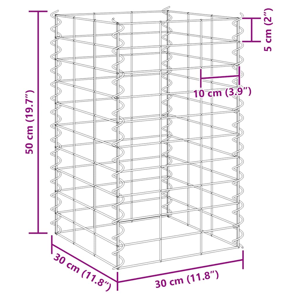 Gabion Raised Beds 3 pcs 30x30x50 cm Iron