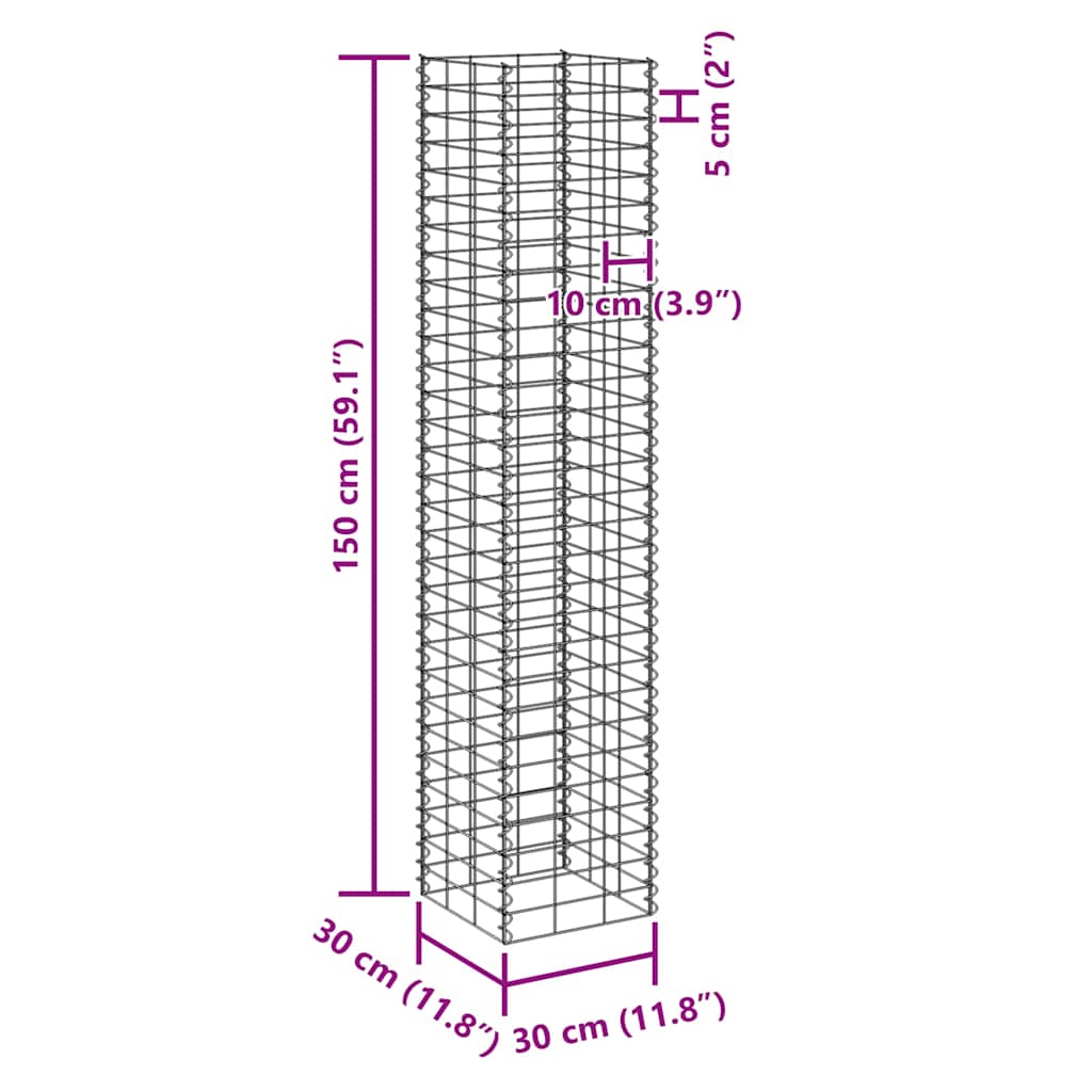 Gabion Raised Beds 4 pcs 30x30x50/100/150/200 cm Iron
