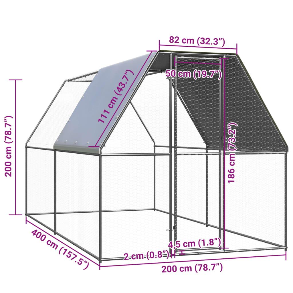 Outdoor Chicken Cage 2x4x2 m Galvanised Steel
