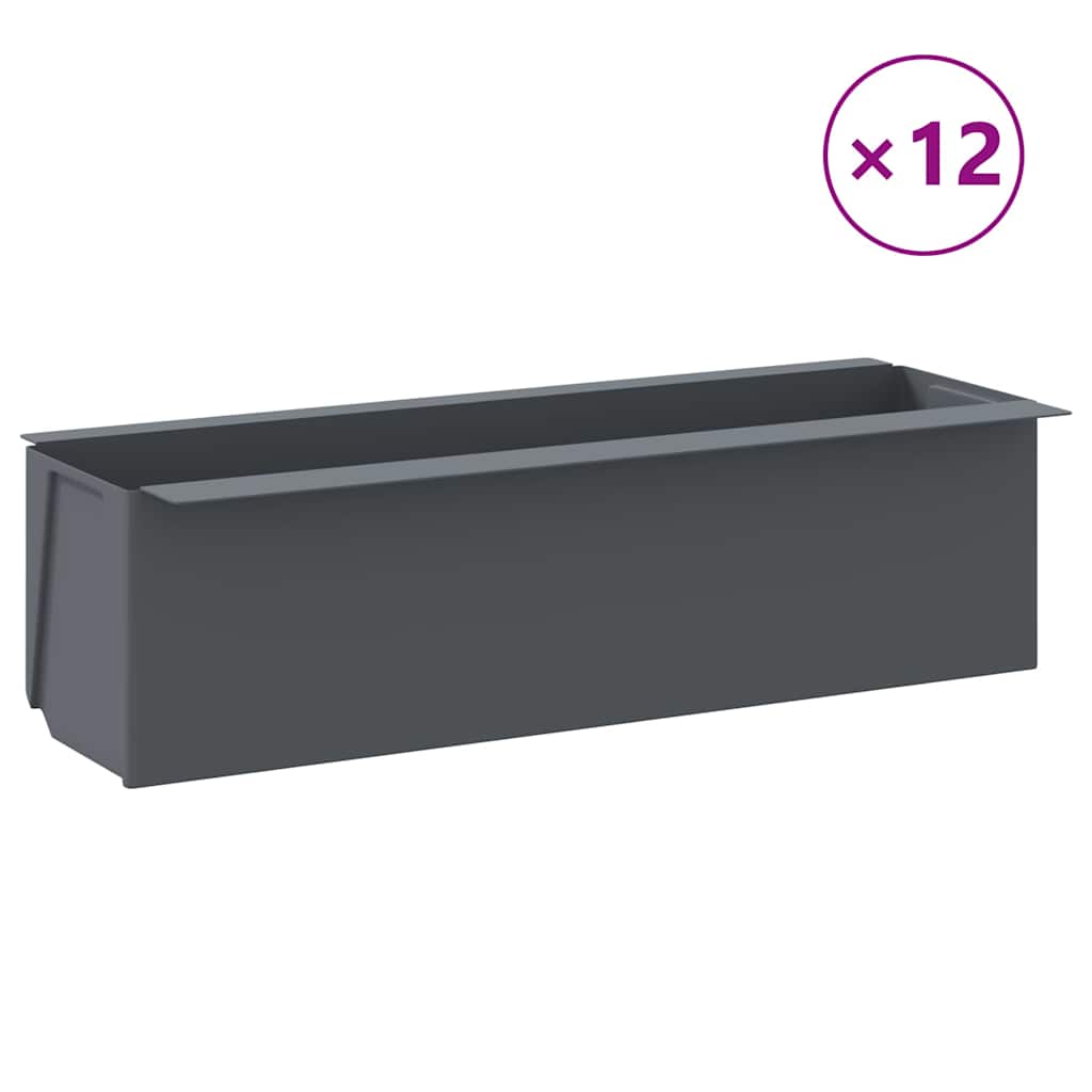 Flower Boxes for Euro Pallets 12 pcs Grey 36x13.5x9.5 cm PP