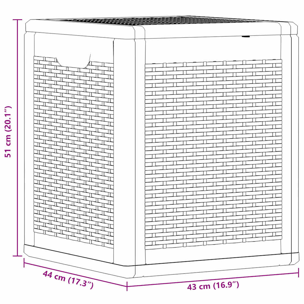 Garden Storage Box 90L Black PP Rattan