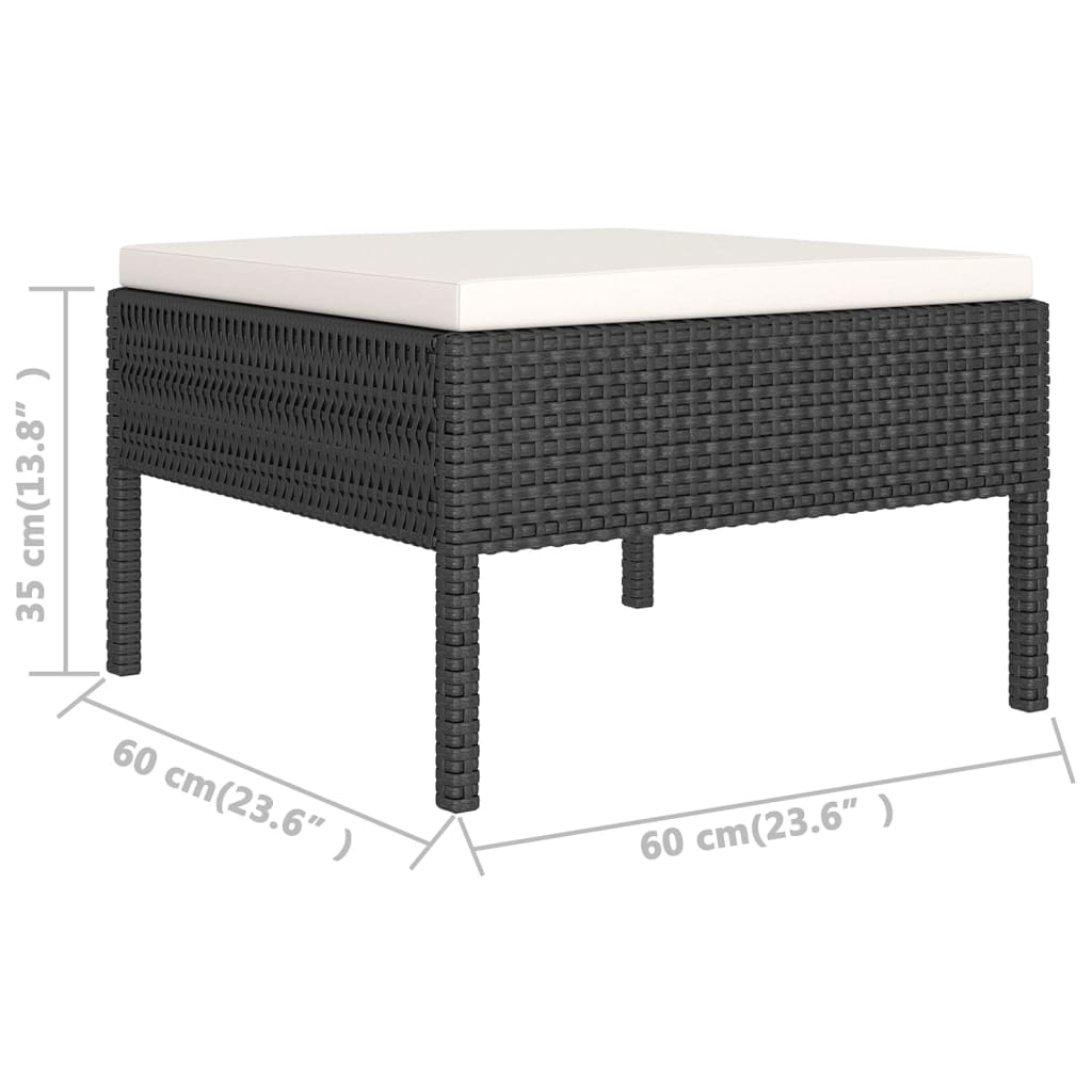 6 Piece Garden Lounge Set with Cushions Poly Rattan Black