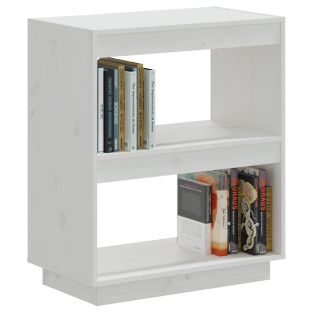 Book Cabinet White 60x35x71 cm Solid Wood Pine