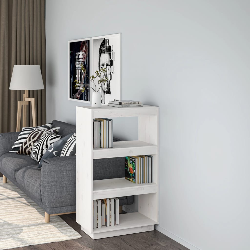 Book Cabinet/Room Divider White 60x35x103 cm Solid Wood Pine