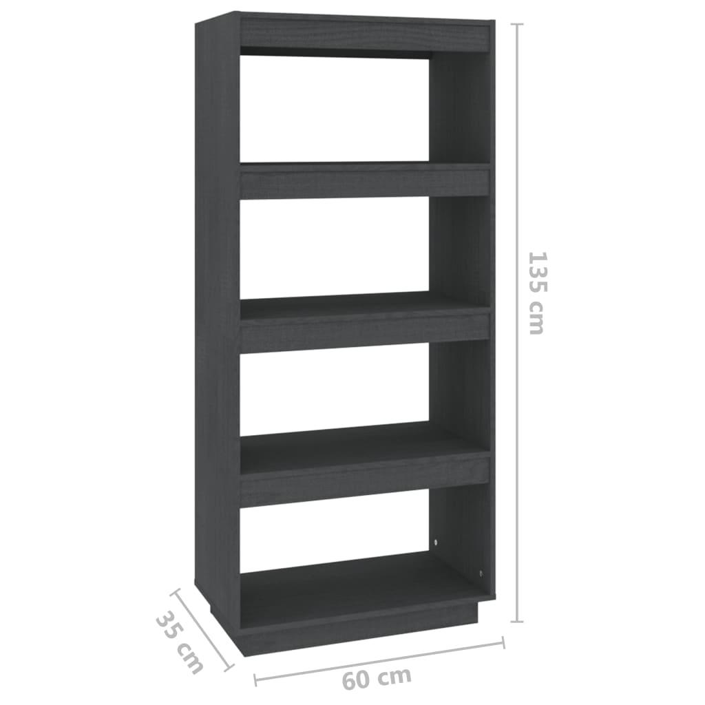 Book Cabinet/Room Divider Grey 60x35x135 cm Solid Pinewood