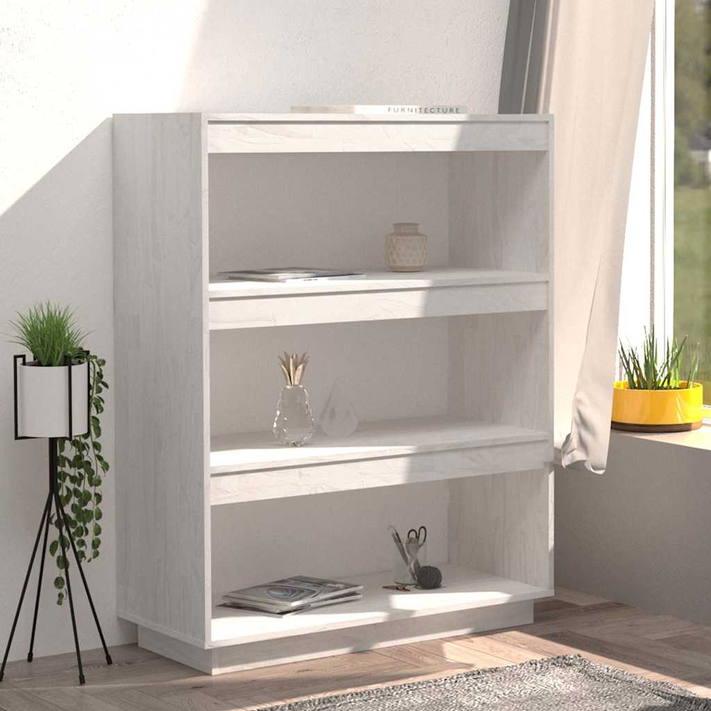 Book Cabinet/Room Divider White 80x35x103 cm Solid Pinewood