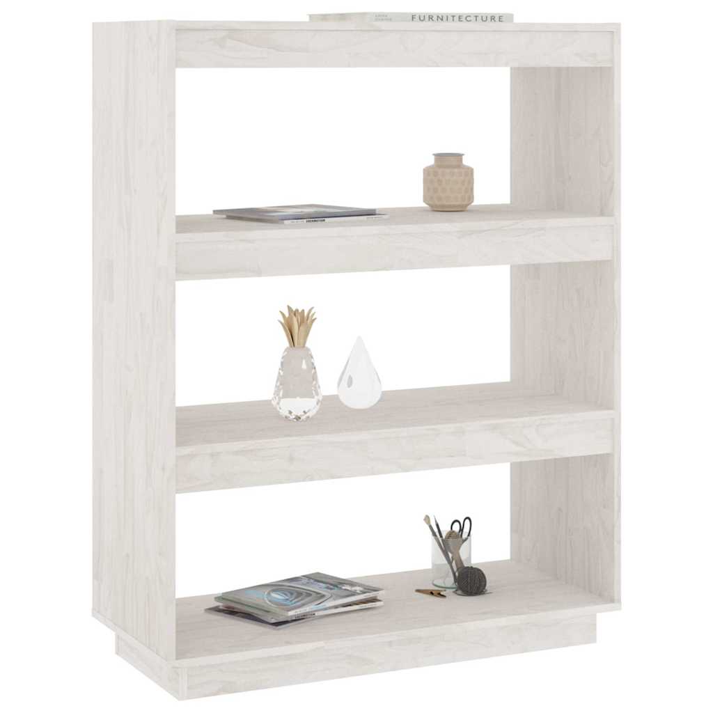 Book Cabinet/Room Divider White 80x35x103 cm Solid Pinewood