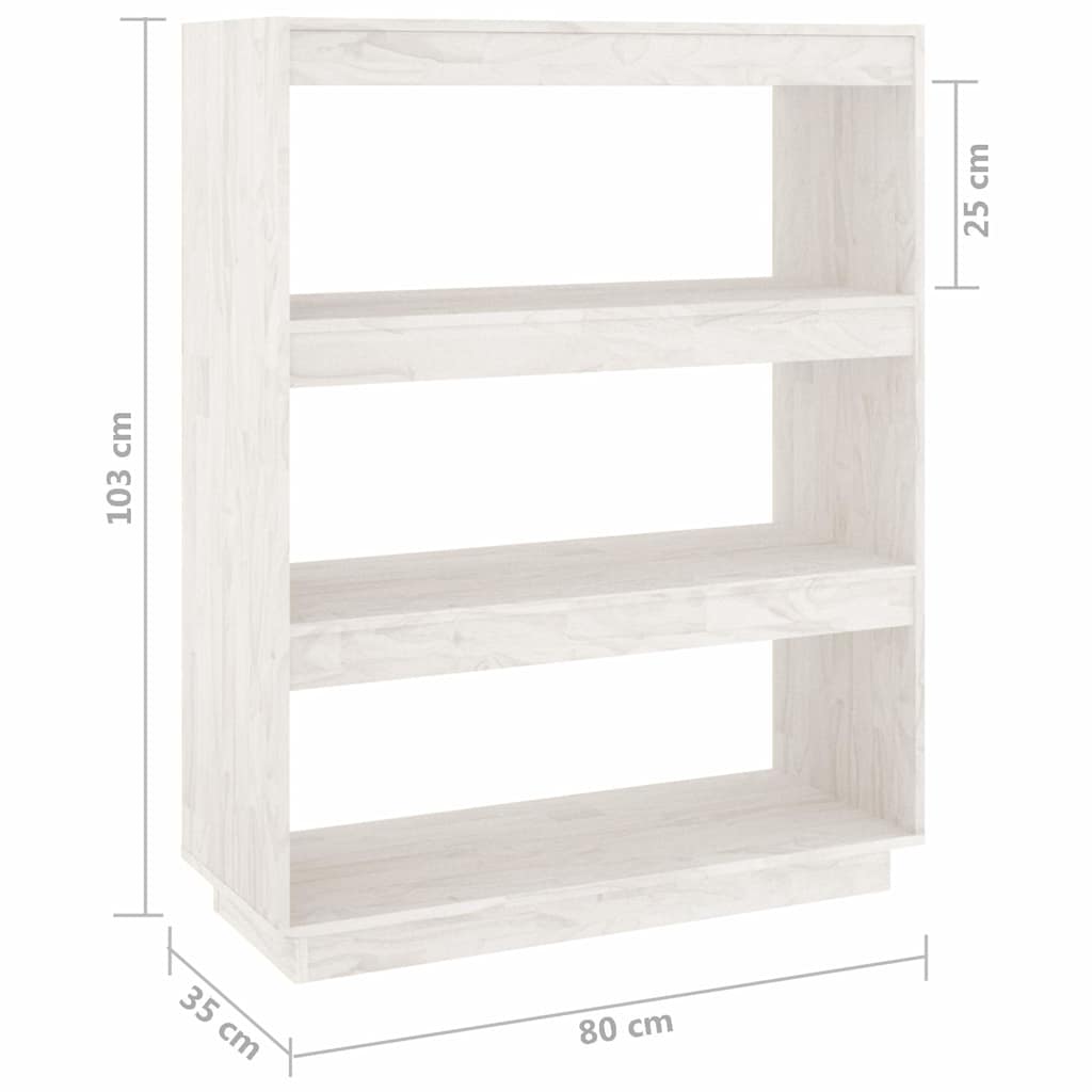 Book Cabinet/Room Divider White 80x35x103 cm Solid Pinewood