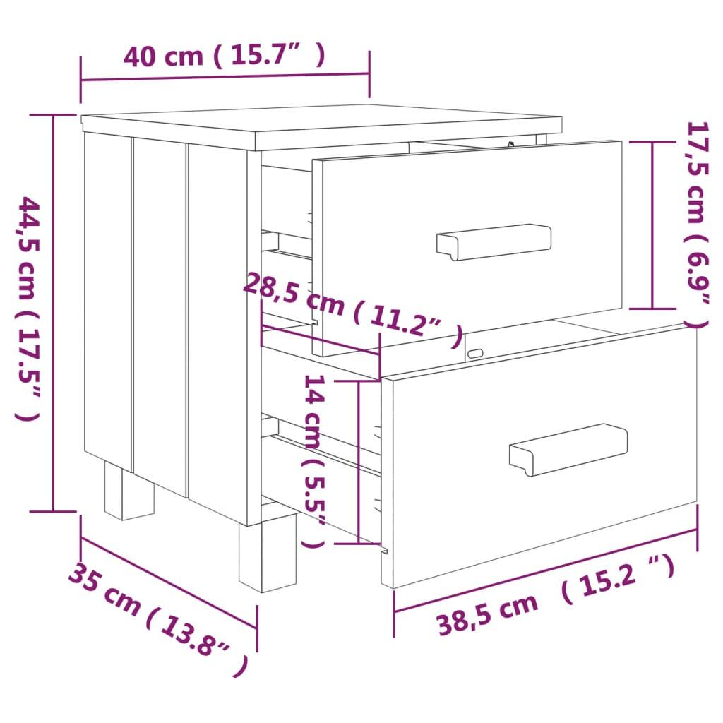 Bedside Cabinets"HAMAR"2 pcs White 40x35x44.5 cm Solid Wood
