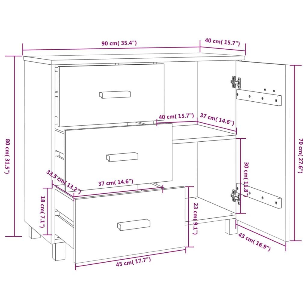 Sideboard "HAMAR" Light Grey 90x40x80 cm Solid Pinewood