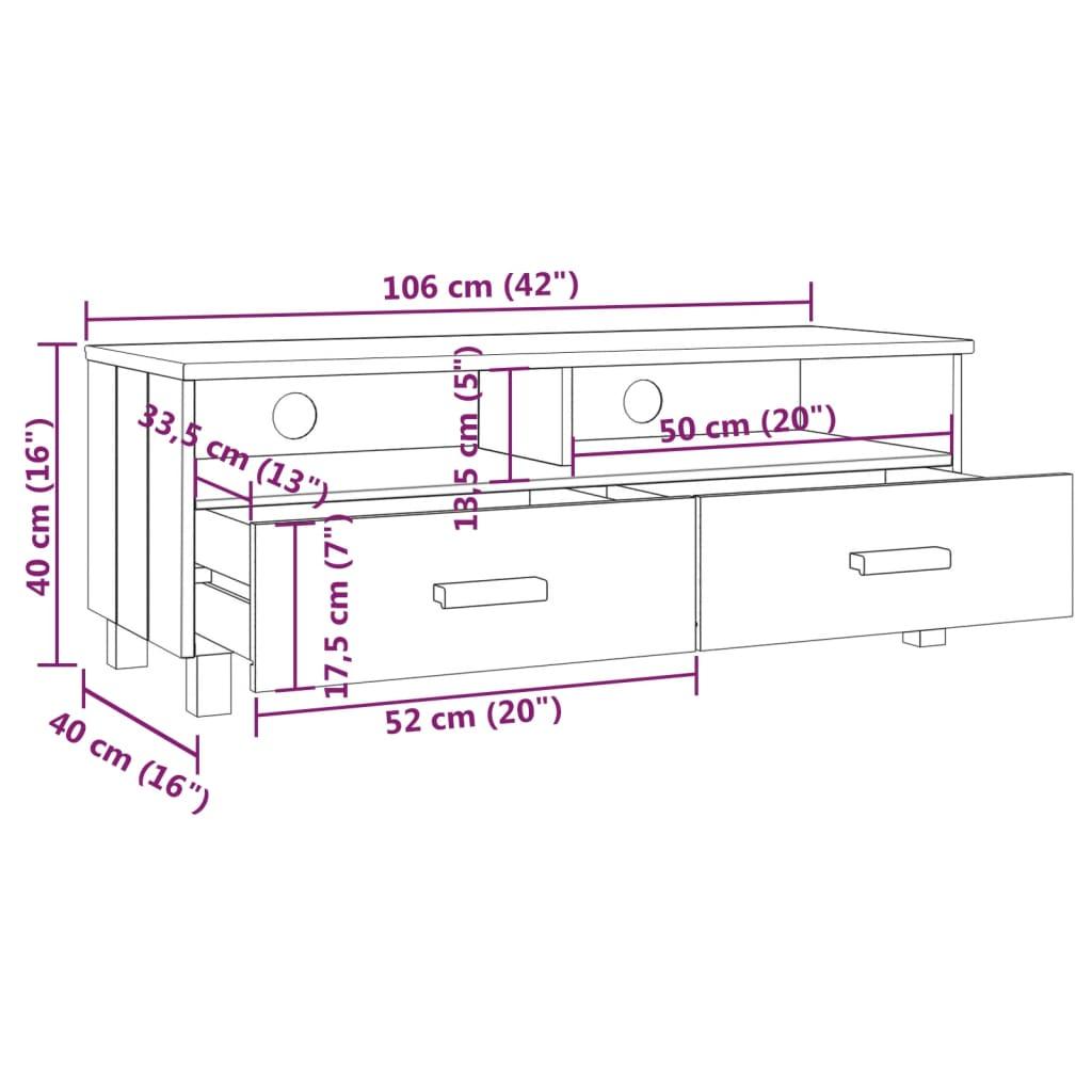 TV Cabinet "HAMAR" Honey Brown 106x40x40 cm Solid Wood Pine