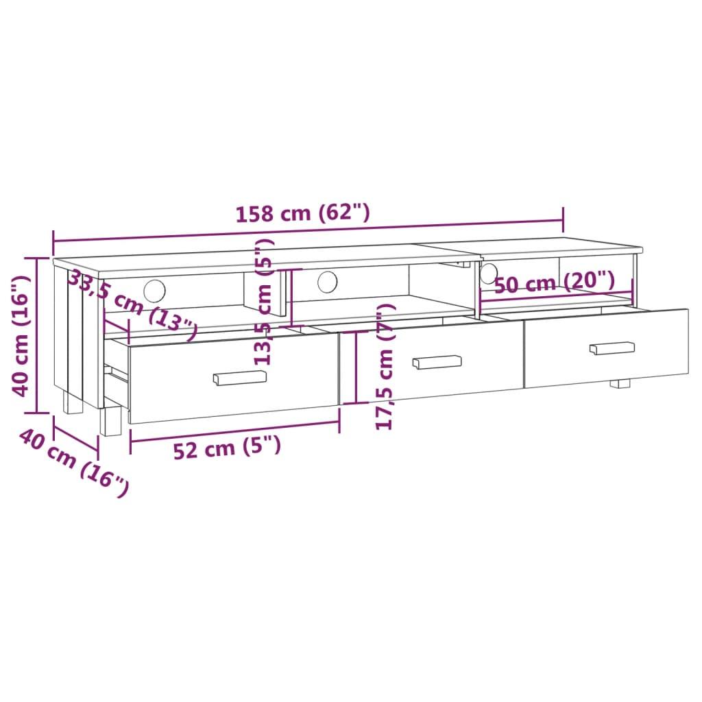 TV Cabinet "HAMAR" Light Grey 158x40x40 cm Solid Wood Pine