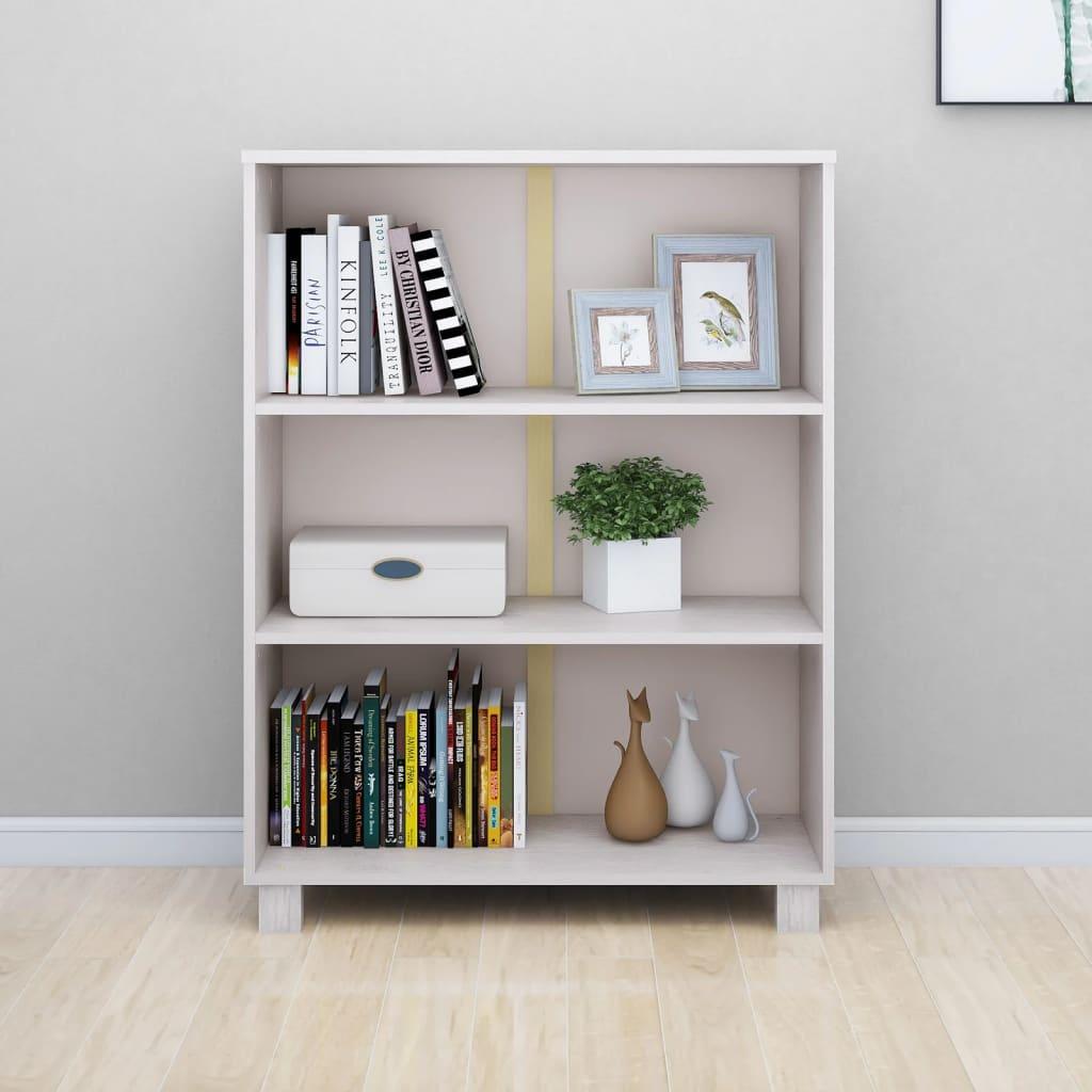 Book Cabinet "HAMAR" White 85x35x112 cm Solid Wood Pine
