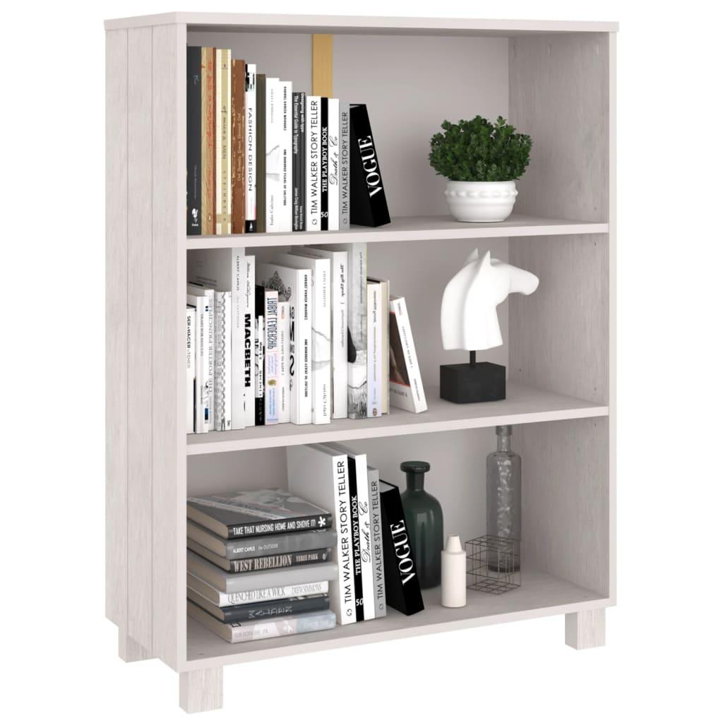 Book Cabinet "HAMAR" White 85x35x112 cm Solid Wood Pine