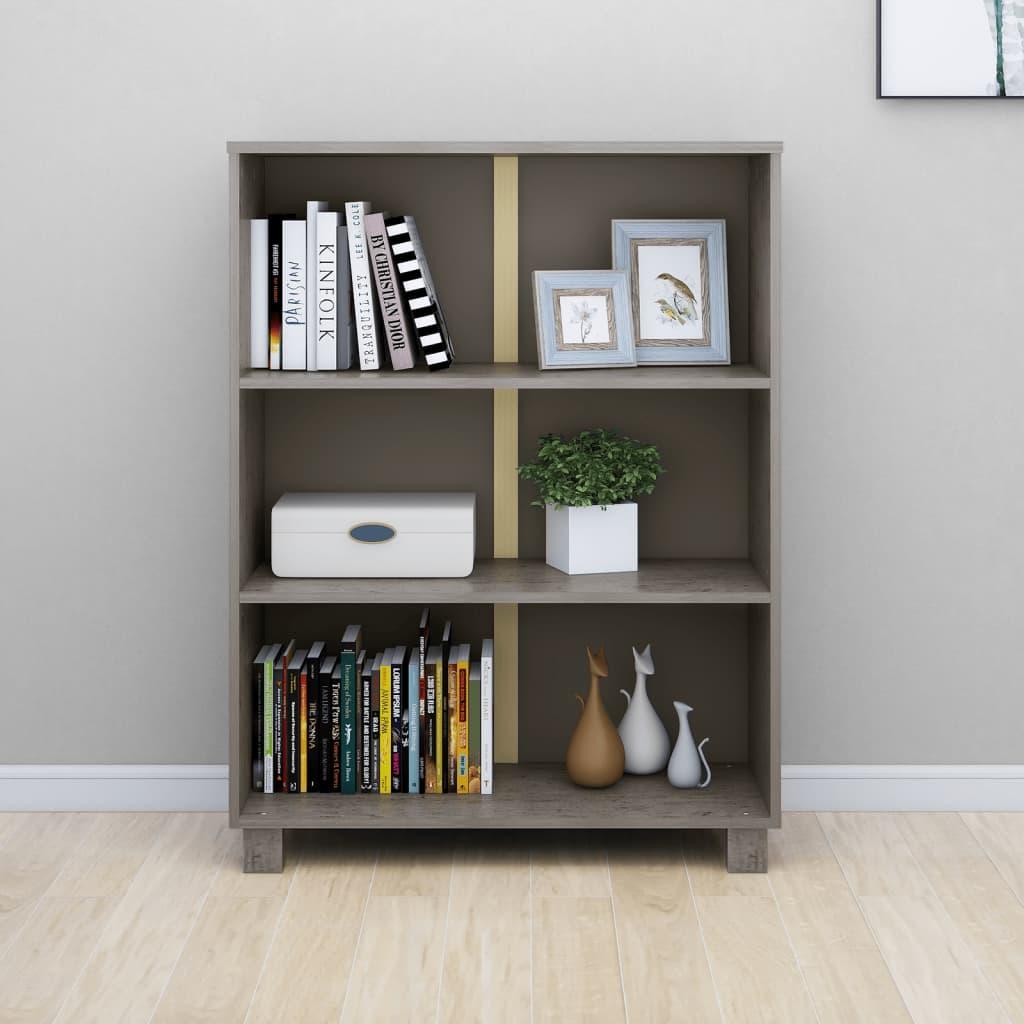 Book Cabinet "HAMAR" Light Grey 85x35x112 cm Solid Wood Pine