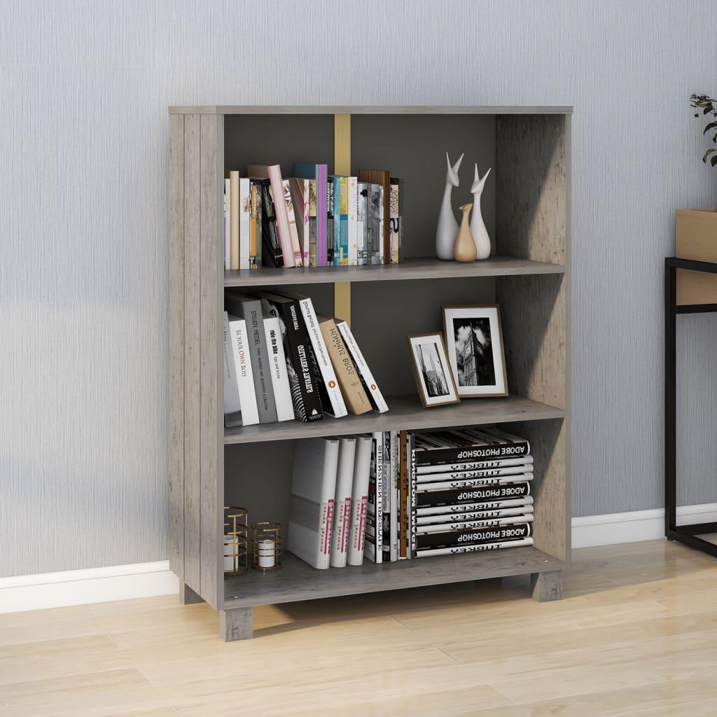 Book Cabinet "HAMAR" Light Grey 85x35x112 cm Solid Wood Pine