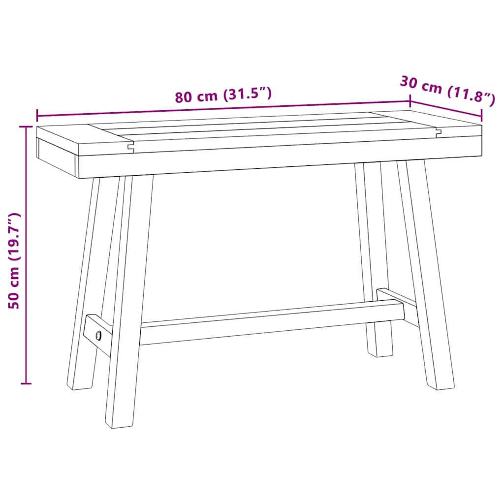 Bench 80 cm Solid Wood Teak