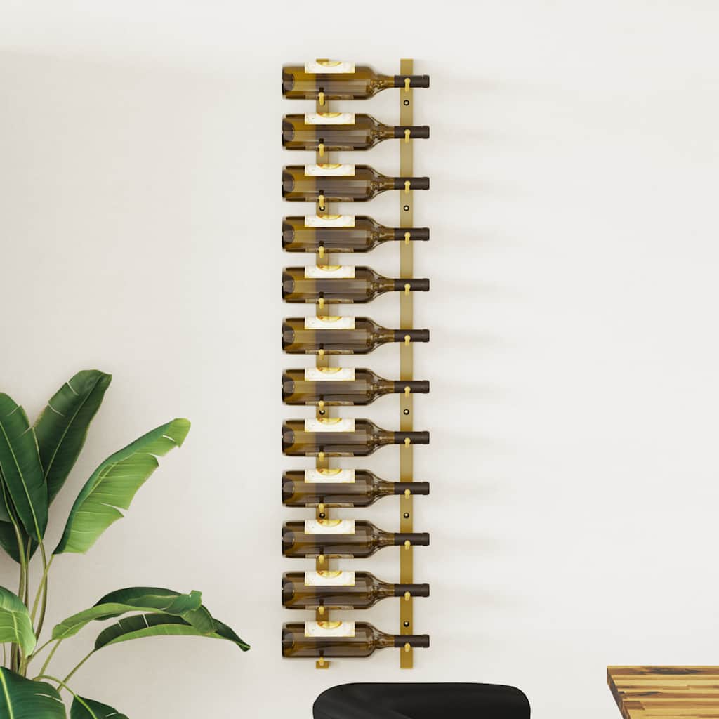 Wall Mounted Wine Rack for 12 Bottles Gold Iron