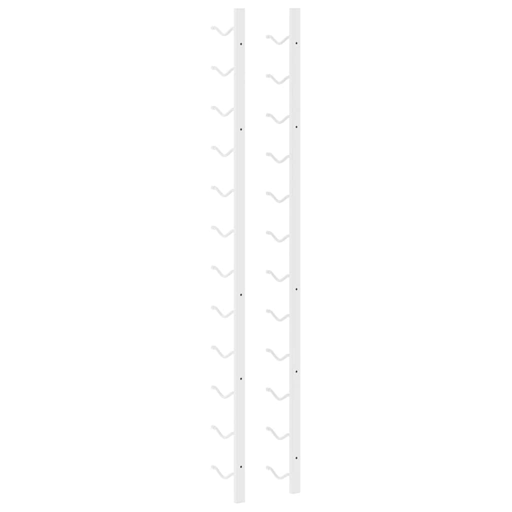 Wall Mounted Wine Rack for 12 Bottles 2 pcs White Iron