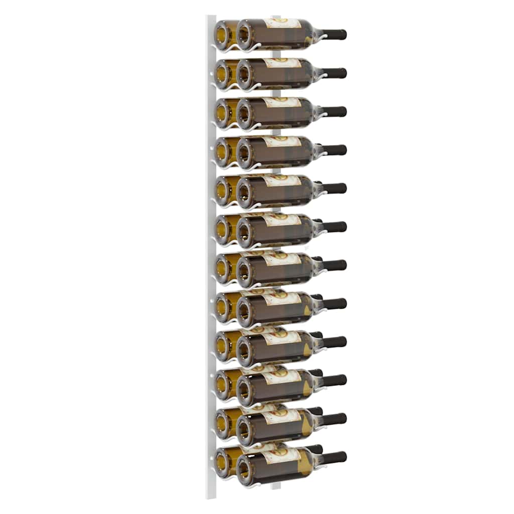 Wall Mounted Wine Rack for 24 Bottles 2 pcs White Iron