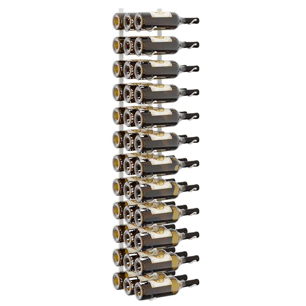Wall Mounted Wine Rack for 36 Bottles 2 pcs White Iron