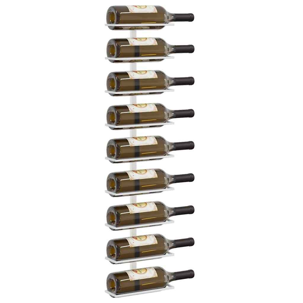 Wall-mounted Wine Rack for 9 Bottles 2 pcs White Iron