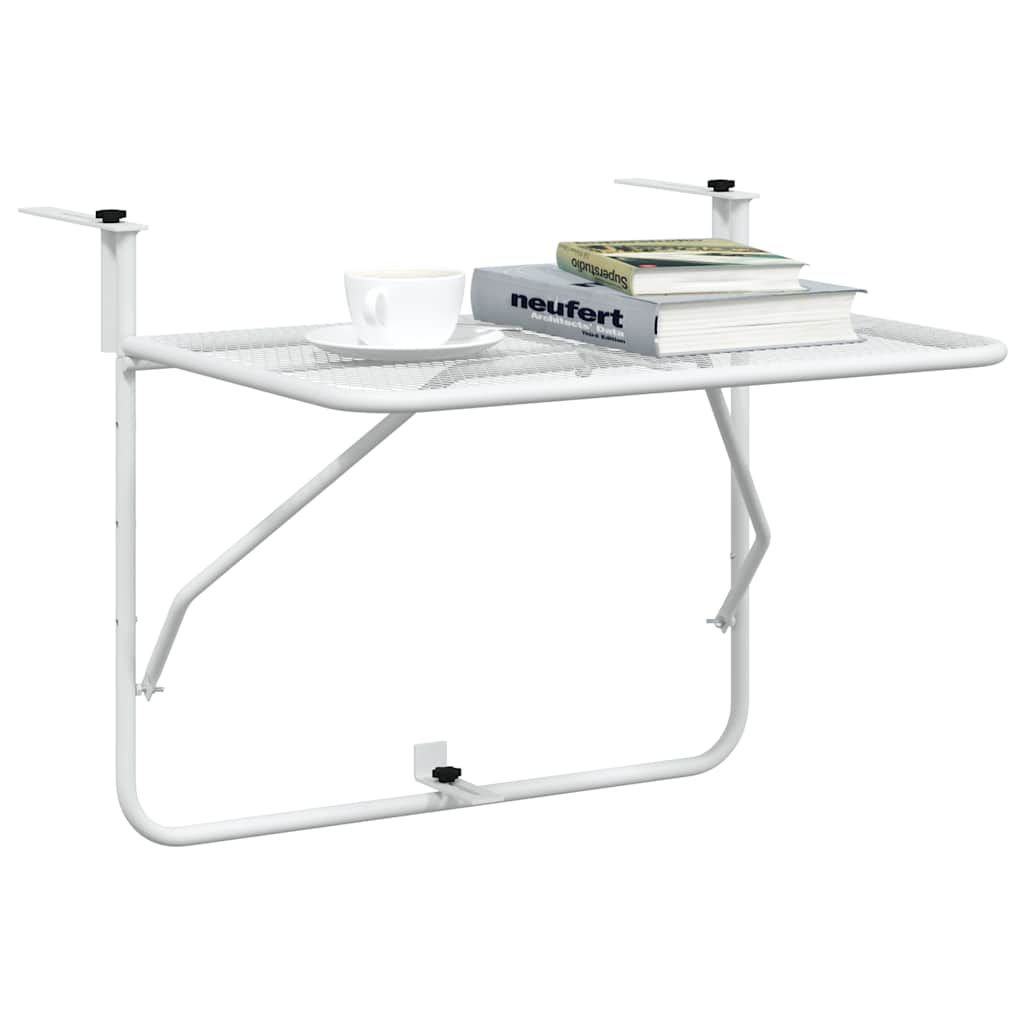 Balcony Table White 60x40 cm Steel