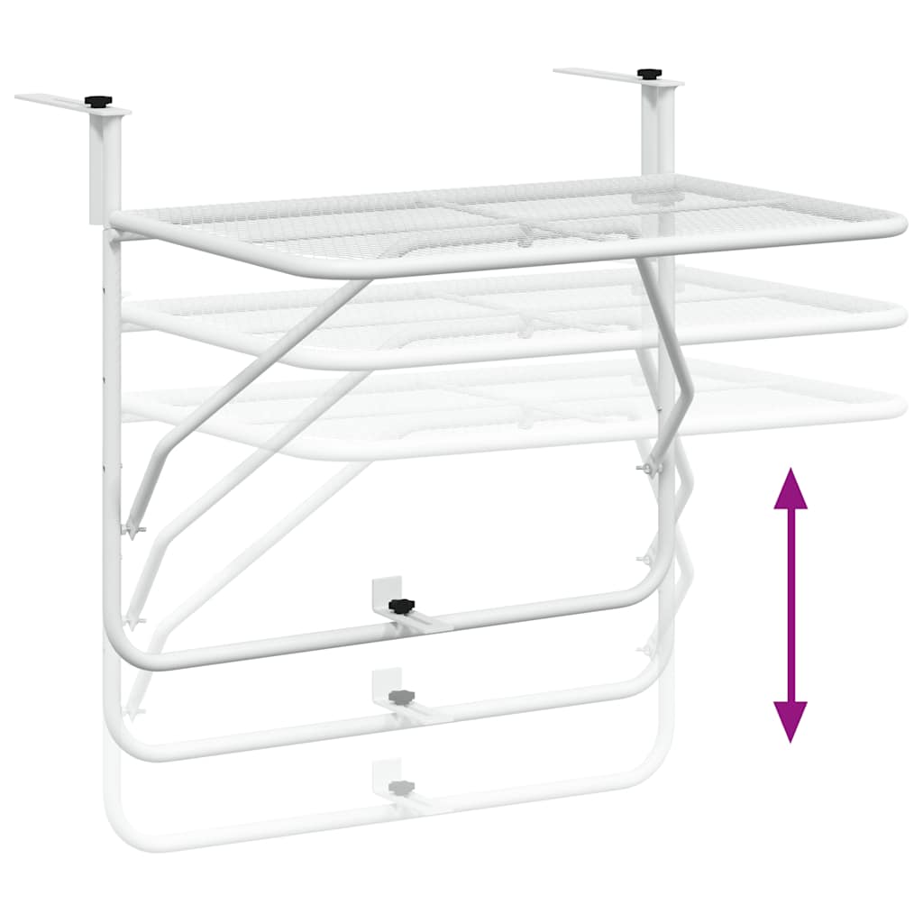 Balcony Table White 60x40 cm Steel